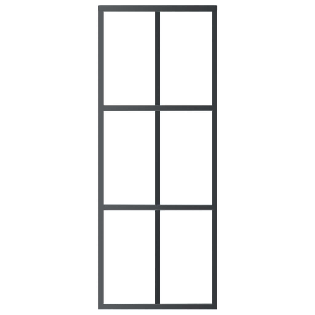 vidaXL Sliding Door ESG Glass and Aluminium 76x205 cm Black