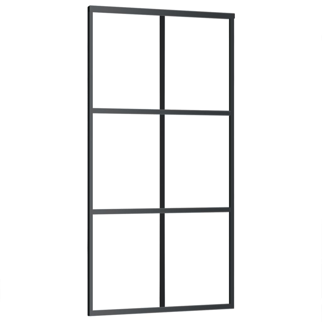 vidaXL Sliding Door ESG Glass and Aluminium 102x205 cm Black