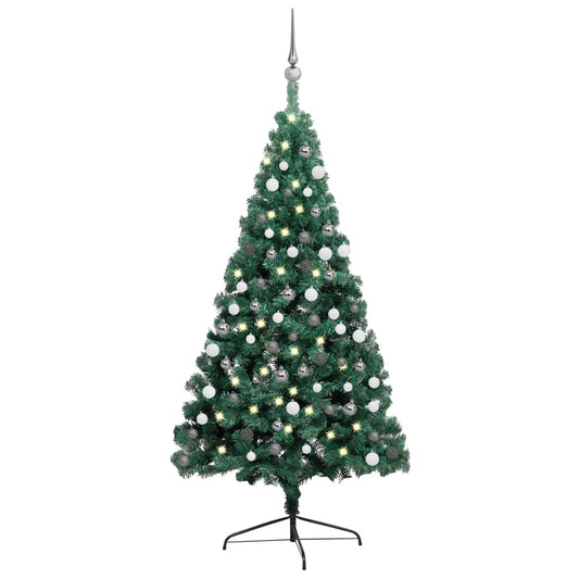 vidaXL Artificial Half Pre-lit Christmas Tree with Ball Set Green 120 cm