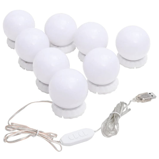 Miroir lumineux avec 8 ampoules LED blanc chaud et blanc froid