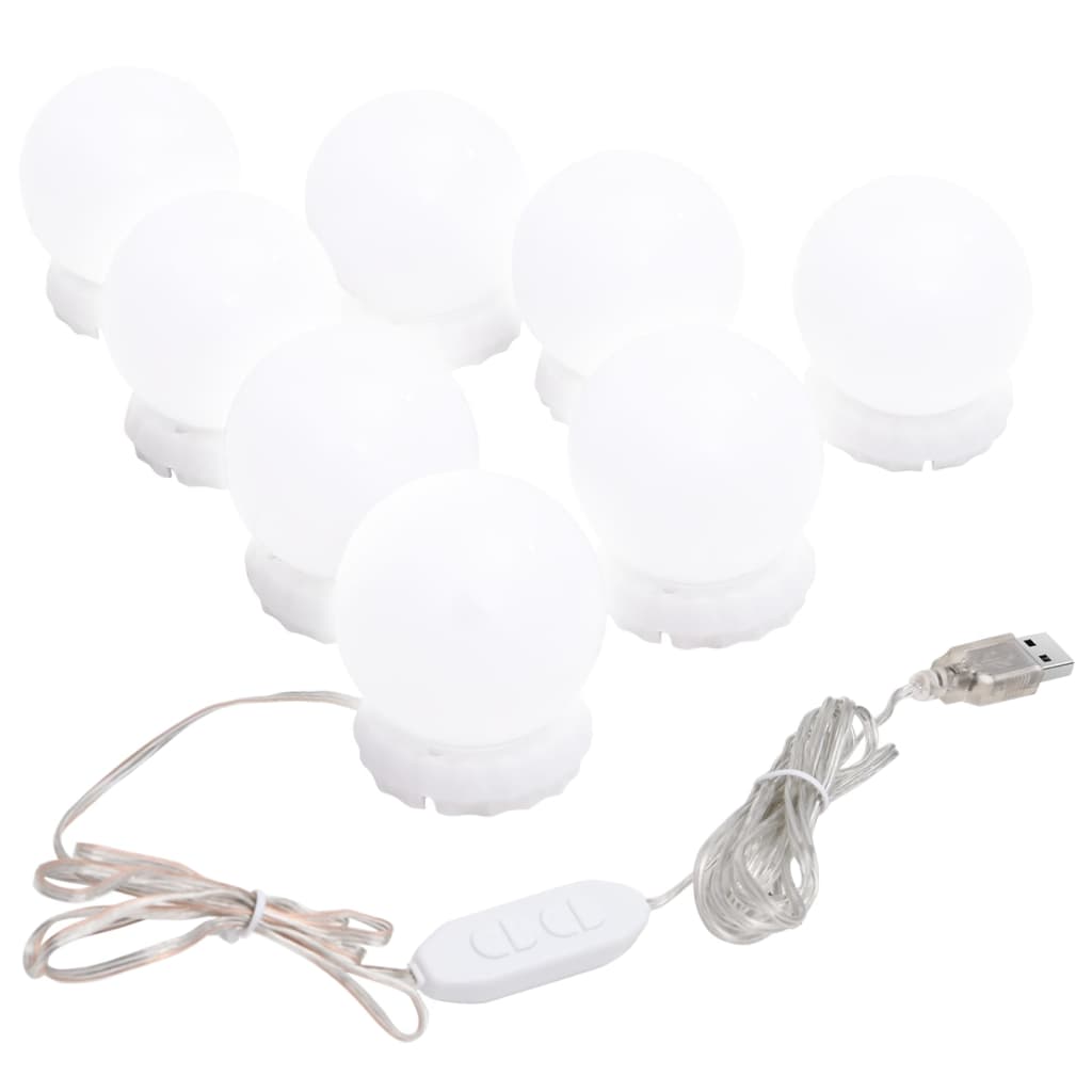 Miroir lumineux avec 8 ampoules LED blanc chaud et blanc froid