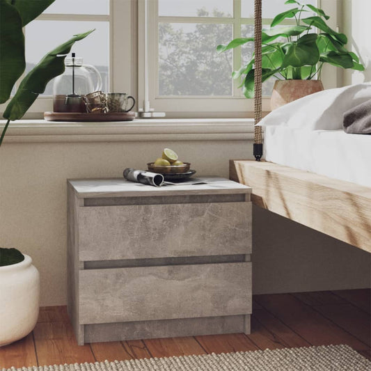 vidaXL Bed Cabinet Concrete Grey 50x39x43.5 cm Engineered Wood