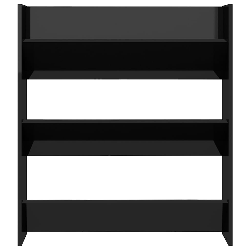 vidaXL Wall Shoe Cabinet High Gloss Black 80x18x90 cm Engineered Wood