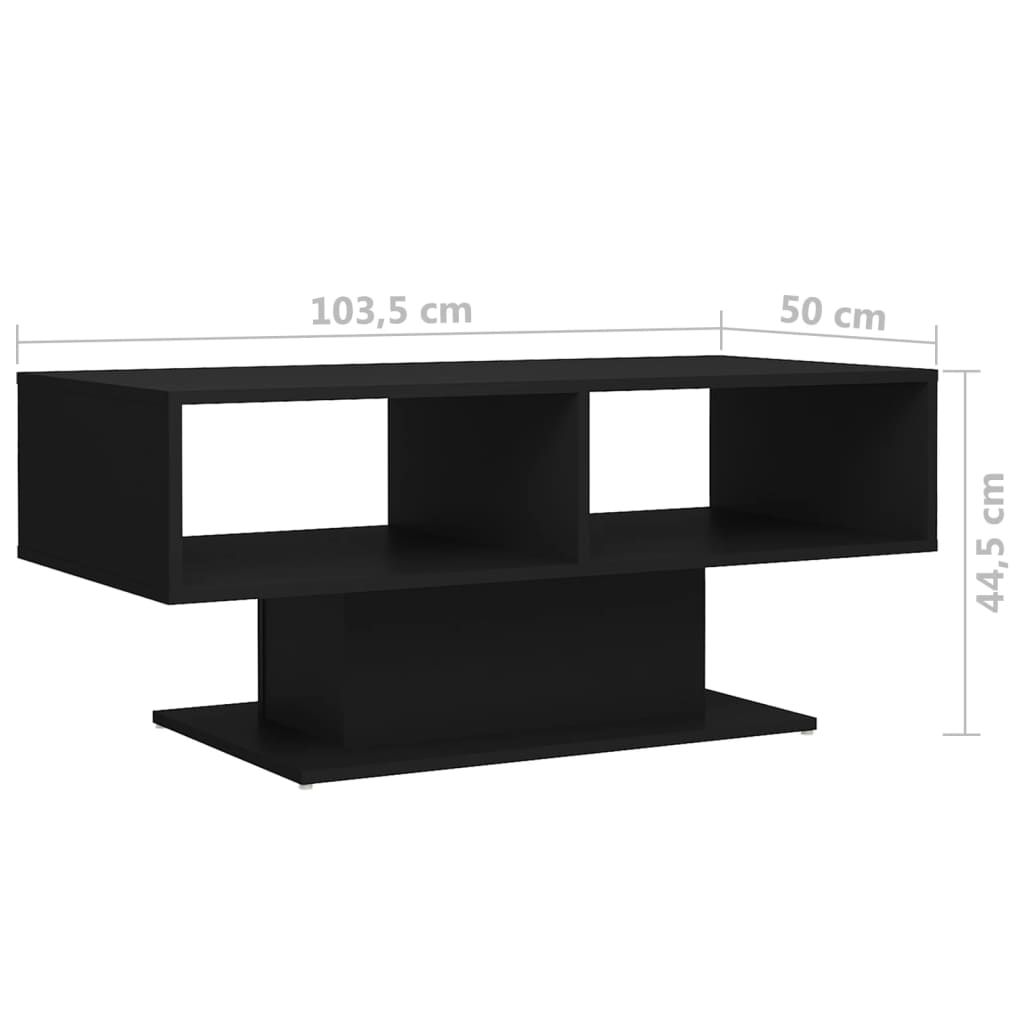 Table basse Noir 103,5x50x44,5 cm Bois d'ingénierie