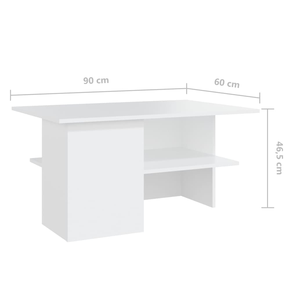 Table basse Blanc 90x60x46,5 cm Bois d'ingénierie