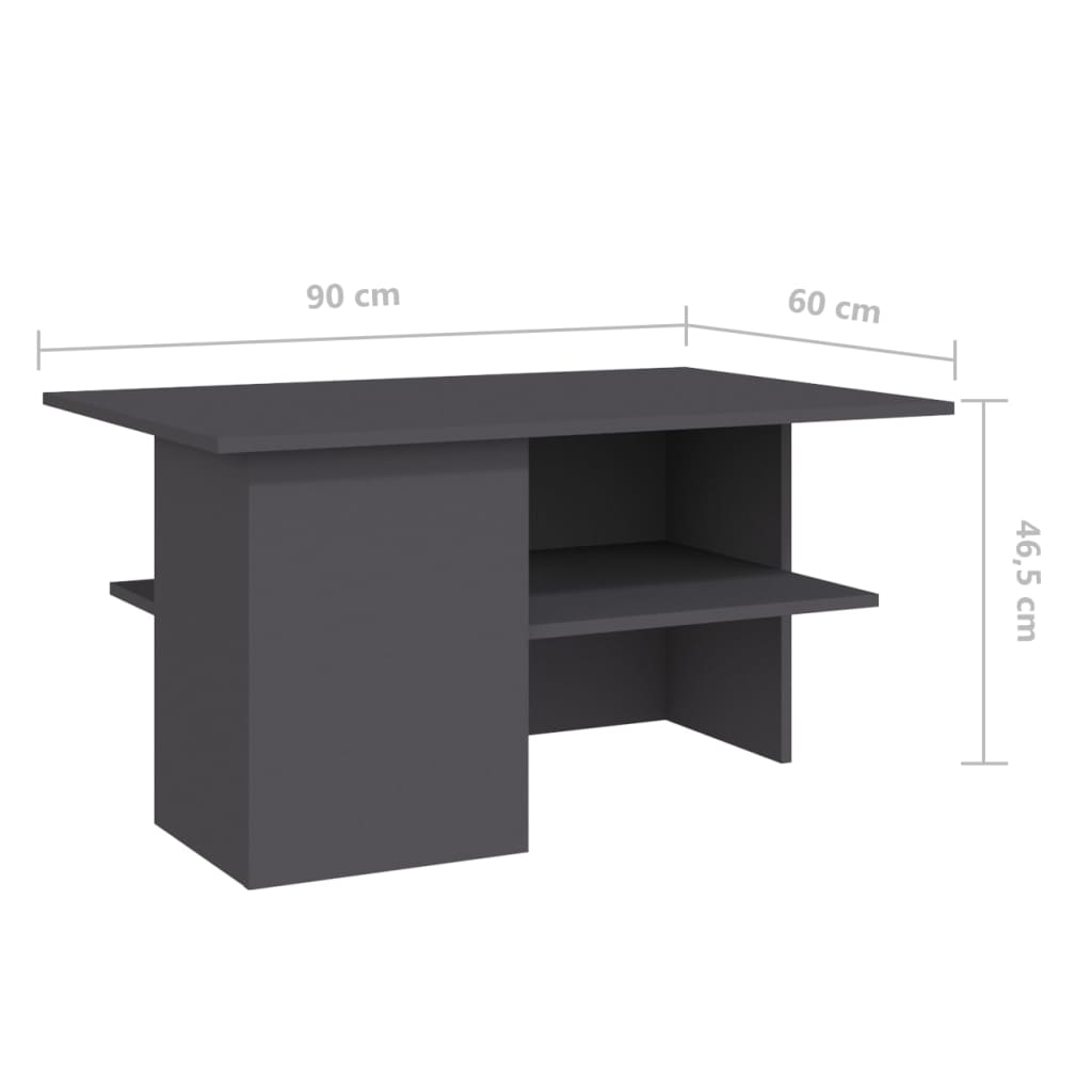 Salontafel Grijs 90x60x46,5 cm Engineered Wood