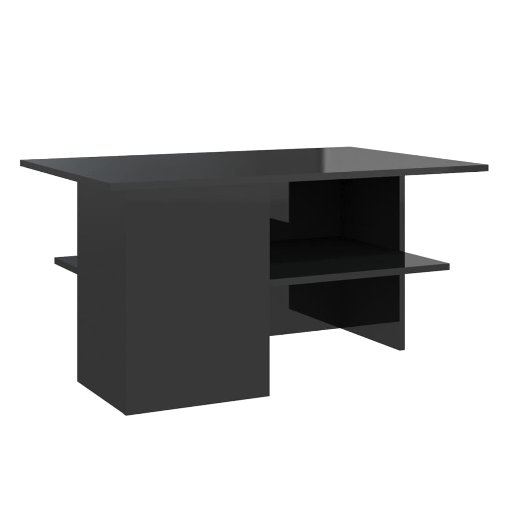 Table basse en bois d'ingénierie noir brillant 90x60x46,5 cm