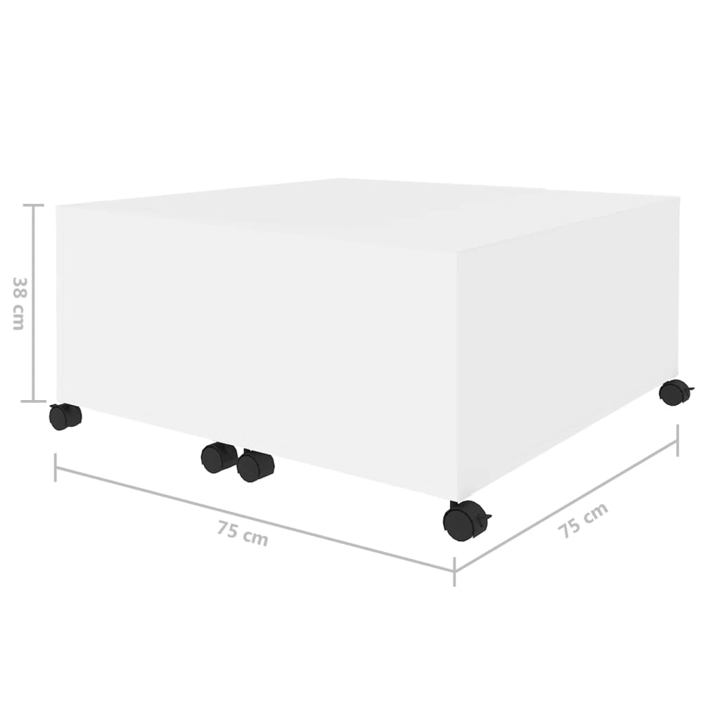 Salontafel wit 75x75x38 cm bewerkt hout