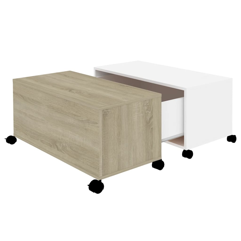 Salontafel wit en Sonoma eiken 75x75x38 cm Engineered Wood