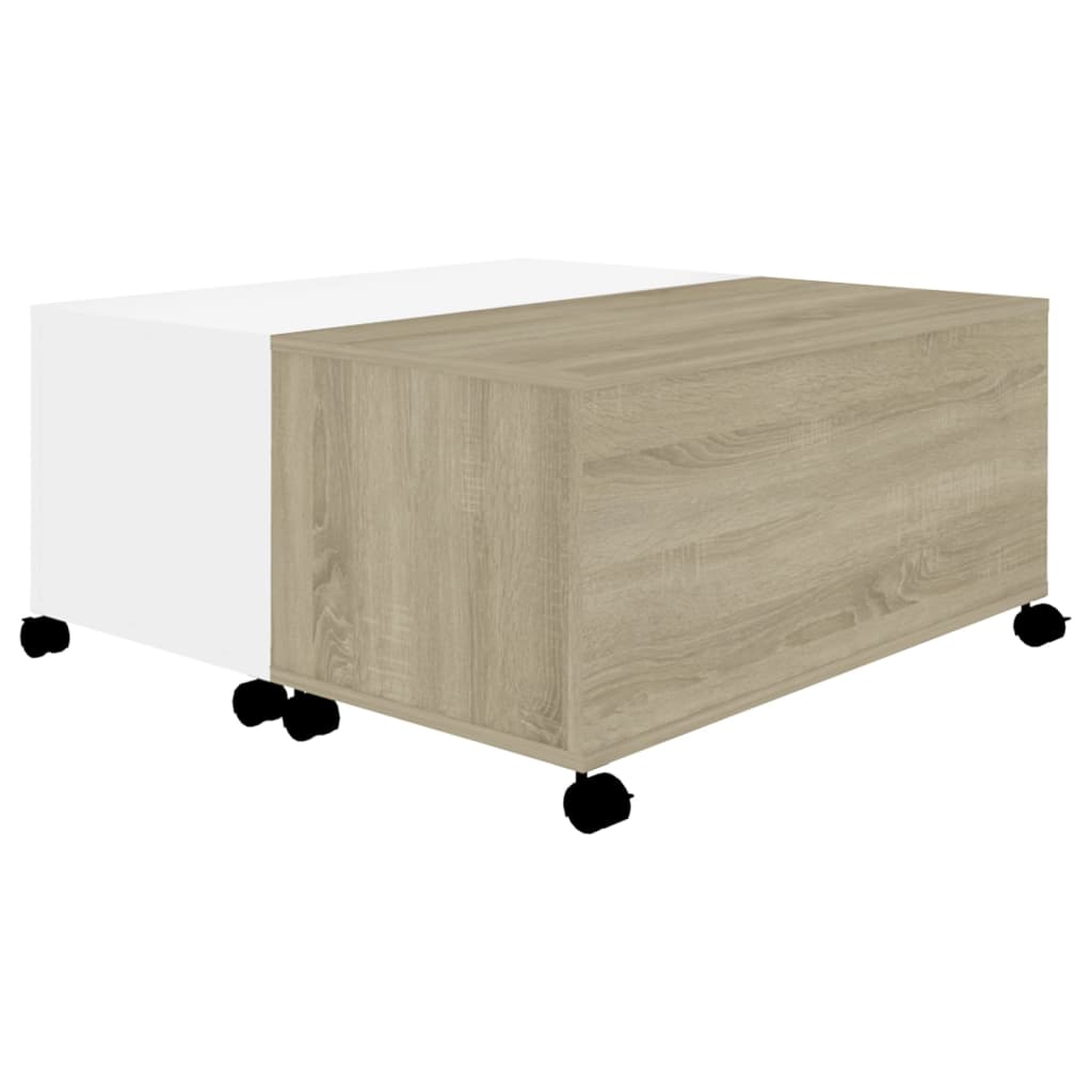 Salontafel wit en Sonoma eiken 75x75x38 cm Engineered Wood