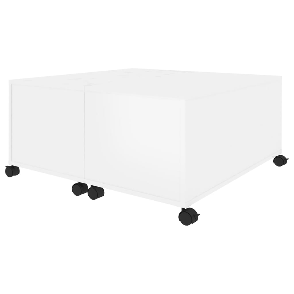 Table basse en bois d'ingénierie blanc brillant 75x75x38 cm