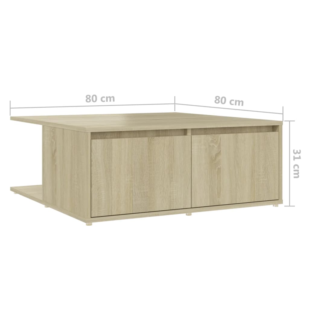 vidaXL Coffee Table Sonoma Oak 80x80x31 cm Engineered Wood