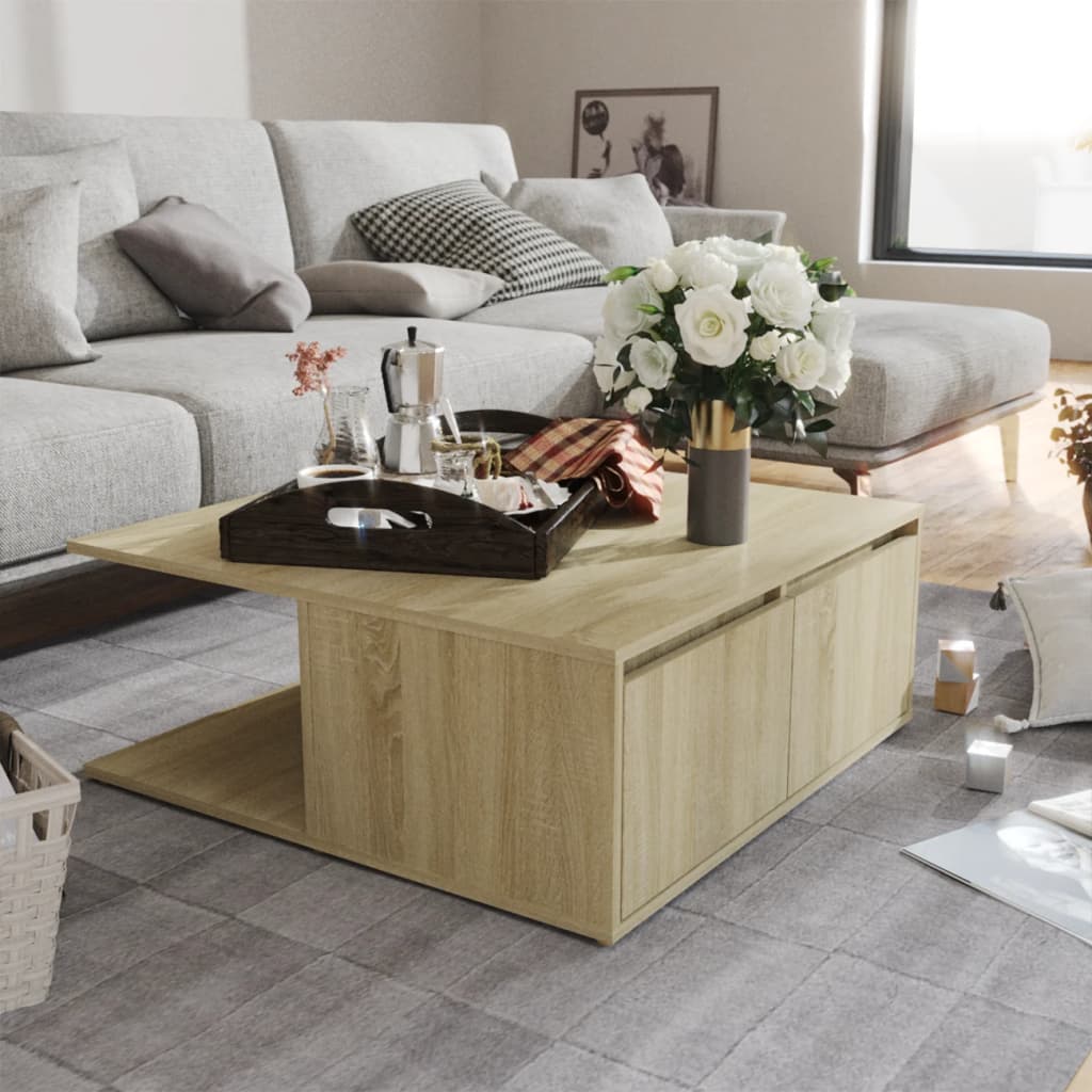 vidaXL Coffee Table Sonoma Oak 80x80x31 cm Engineered Wood