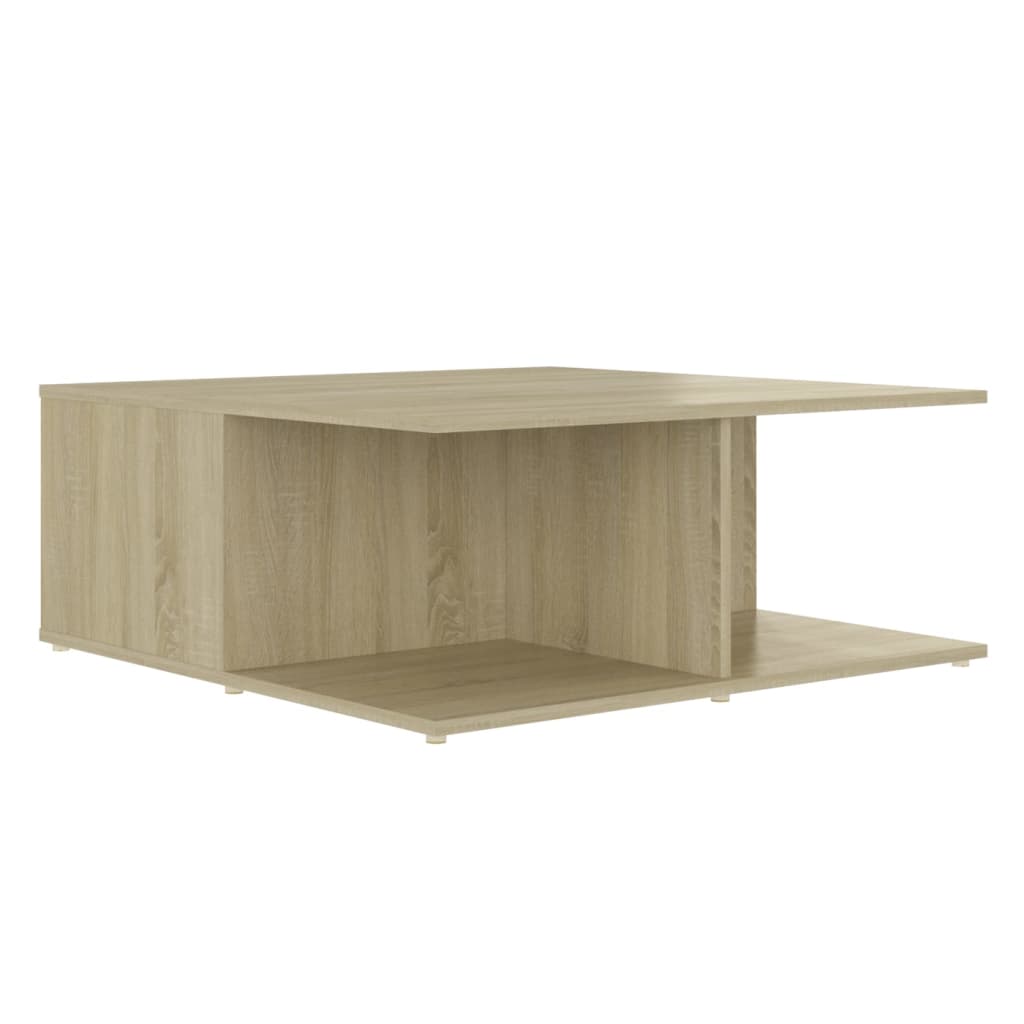 vidaXL Coffee Table White and Sonoma Oak 80x80x31 cm Engineered Wood