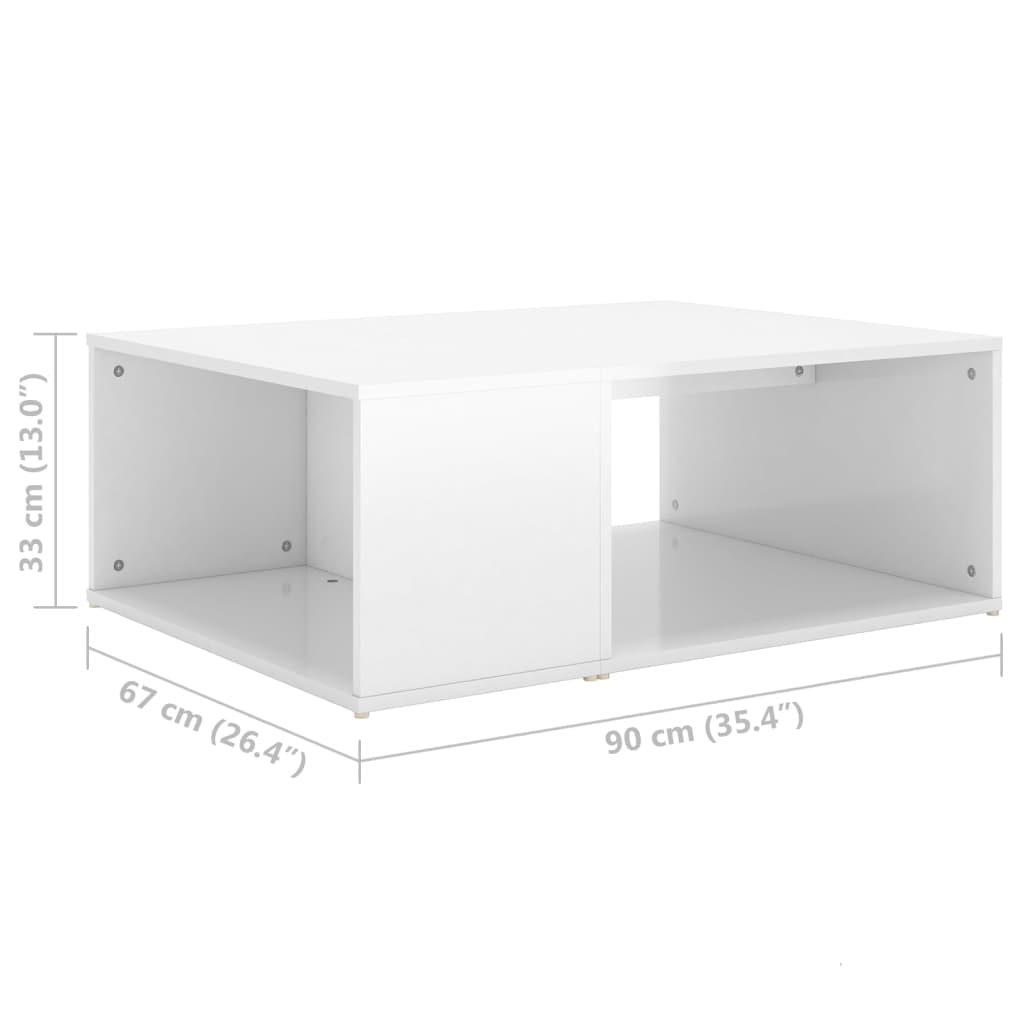 vidaXL Coffee Table High Gloss White 90x67x33 cm Engineered Wood