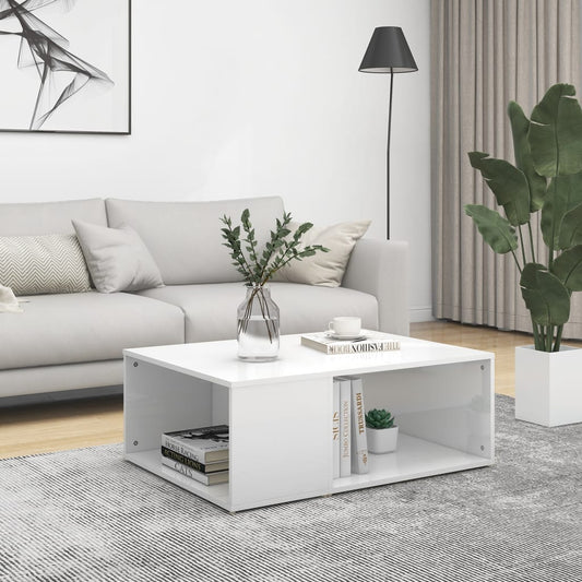 vidaXL Coffee Table High Gloss White 90x67x33 cm Engineered Wood