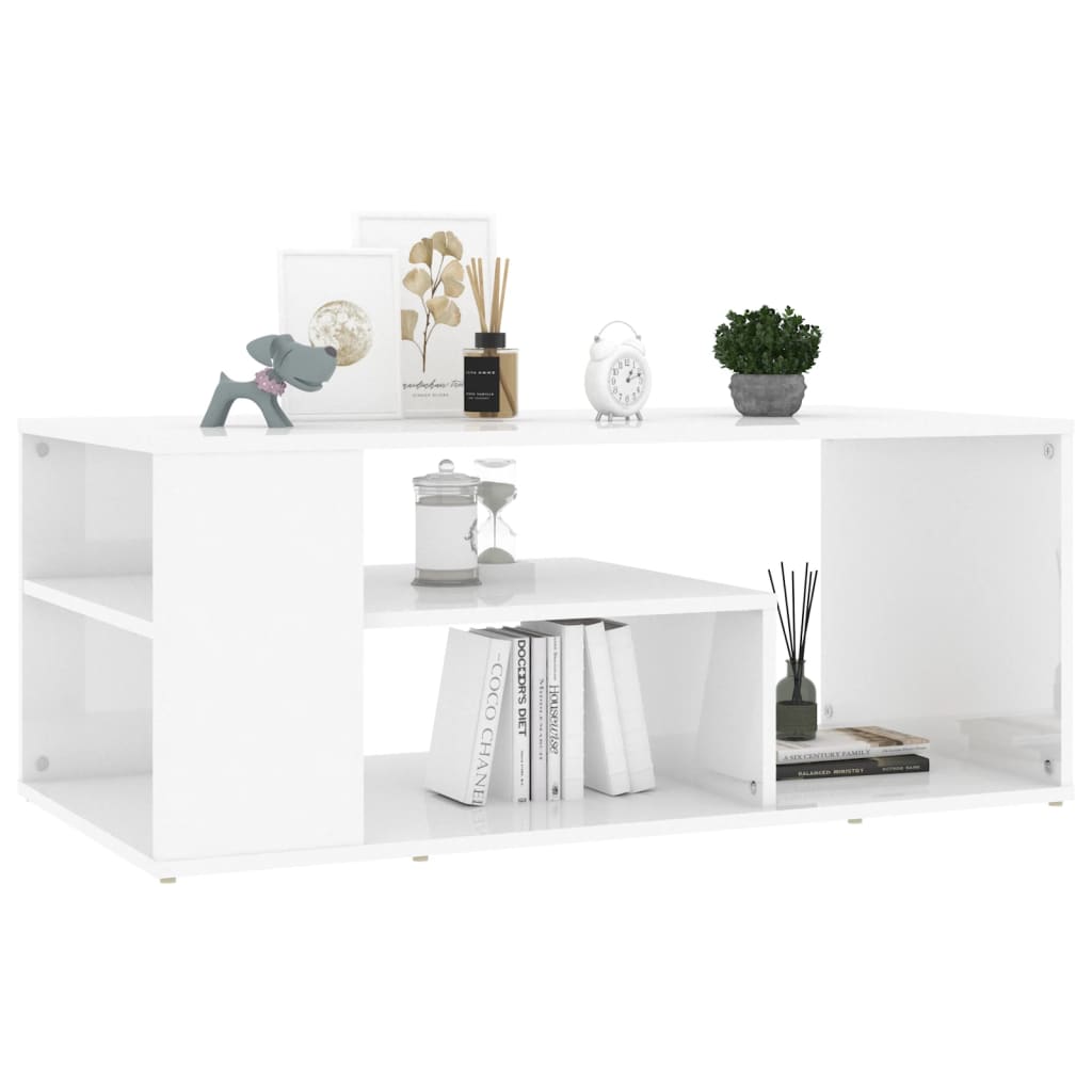 vidaXL Coffee Table High Gloss White 100x50x40 cm Engineered Wood