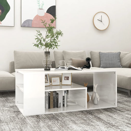 vidaXL Coffee Table High Gloss White 100x50x40 cm Engineered Wood