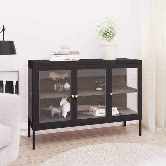 vidaXL Sideboard Black 105x35x70 cm Steel and Glass