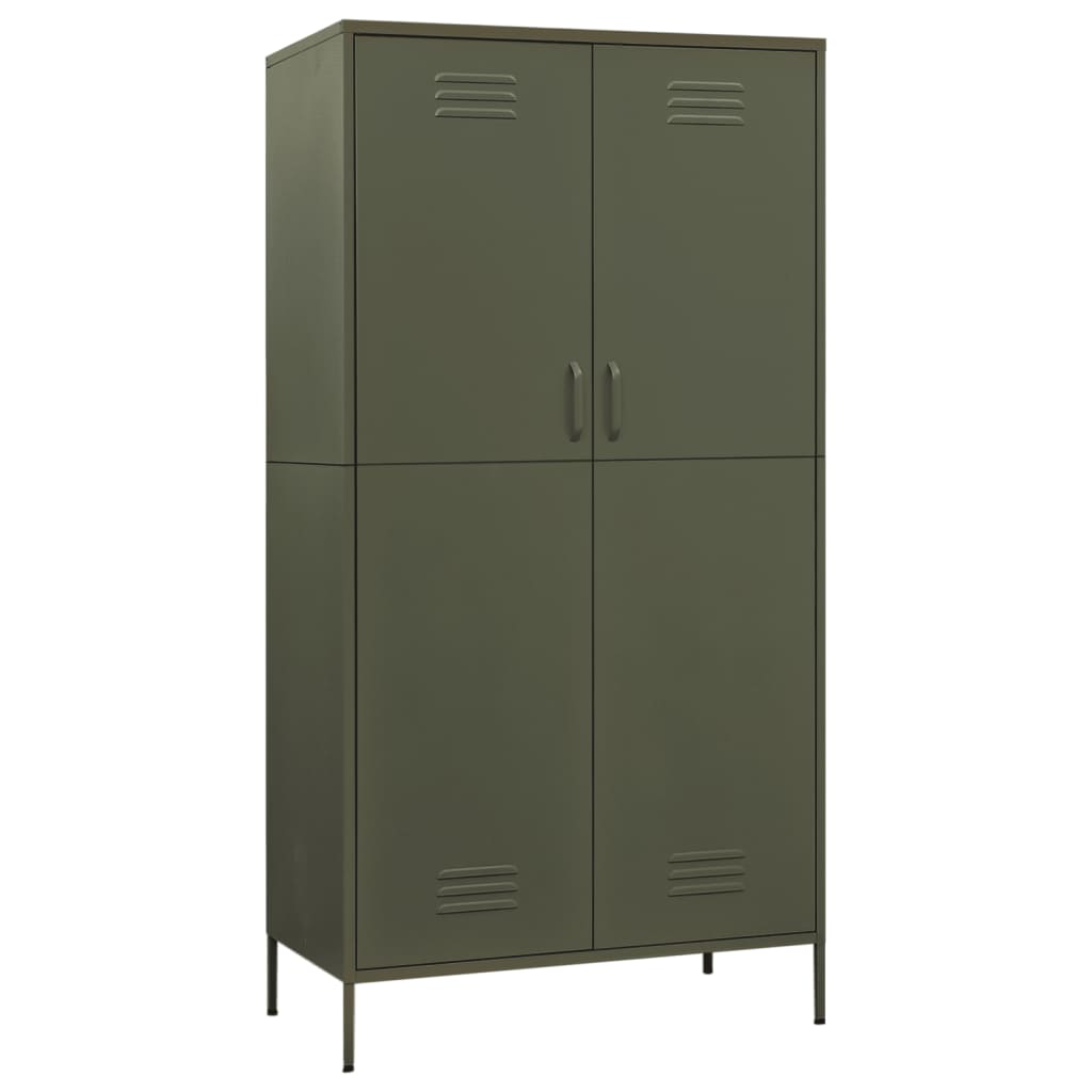 vidaXL Wardrobe Olive Green 90x50x180 cm Steel