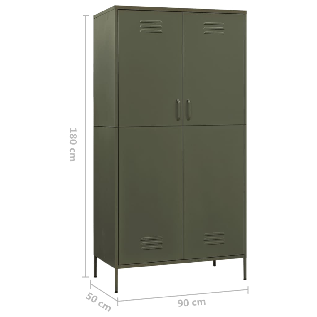 Armoire Vert Olive 90x50x180 cm Acier