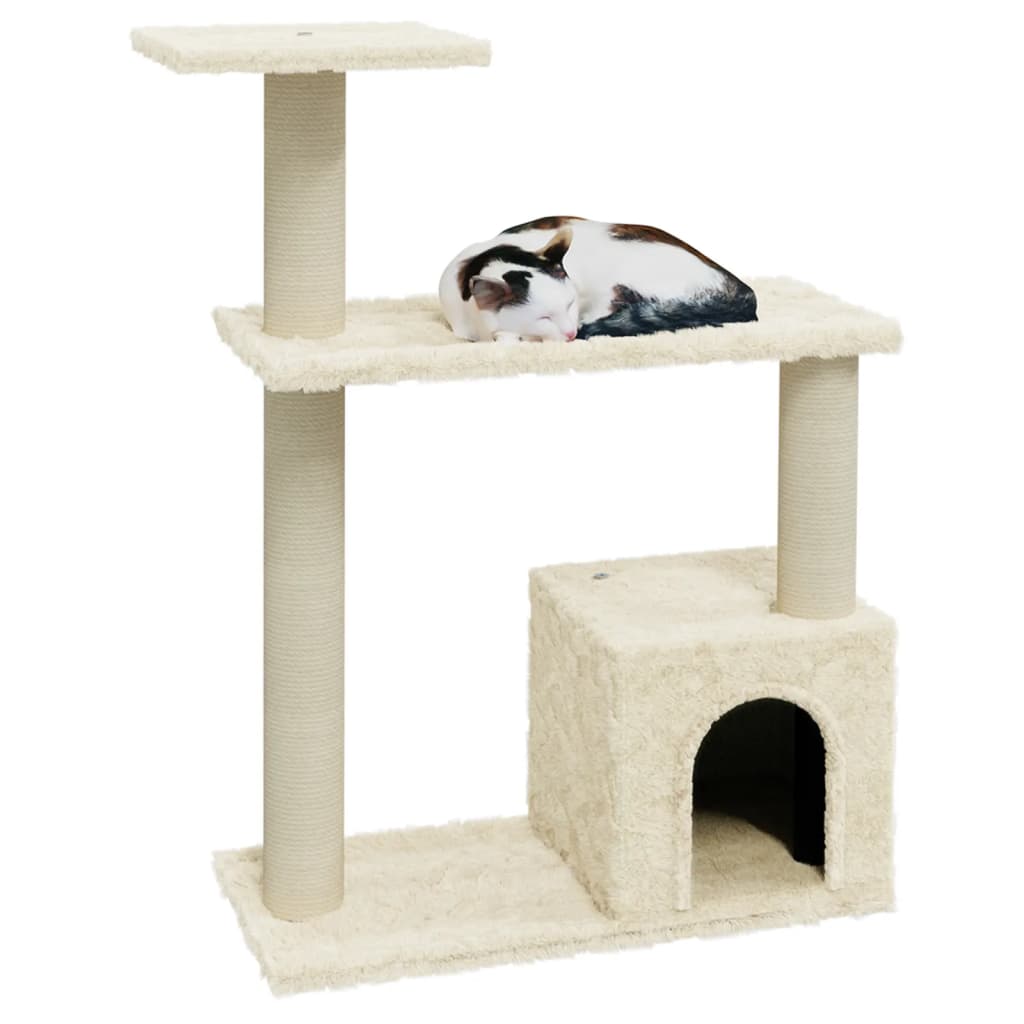 vidaXL Cat Tree with Sisal Scratching Posts Cream 70 cm