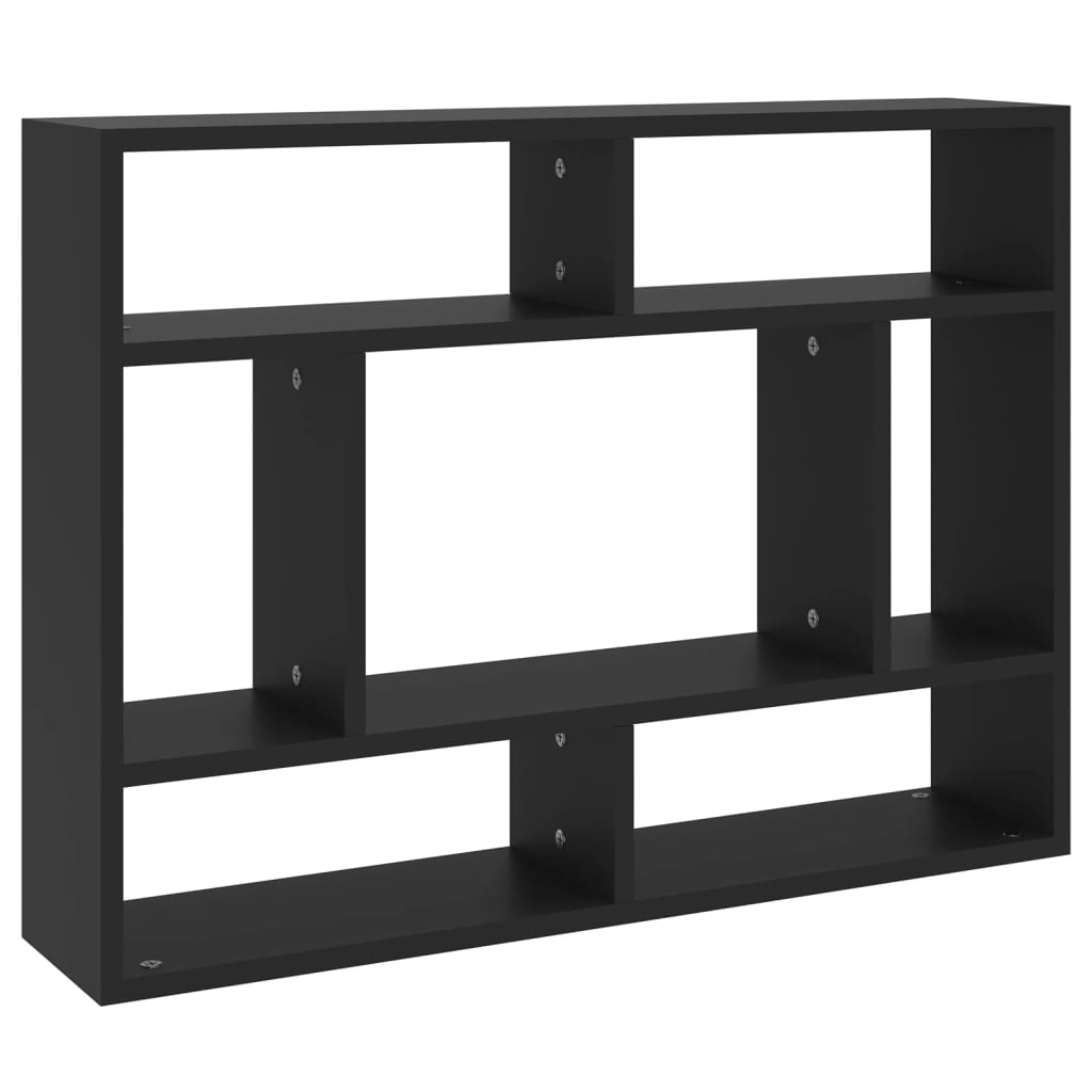 vidaXL Wall Shelf Black 75x16x55 cm Engineered Wood