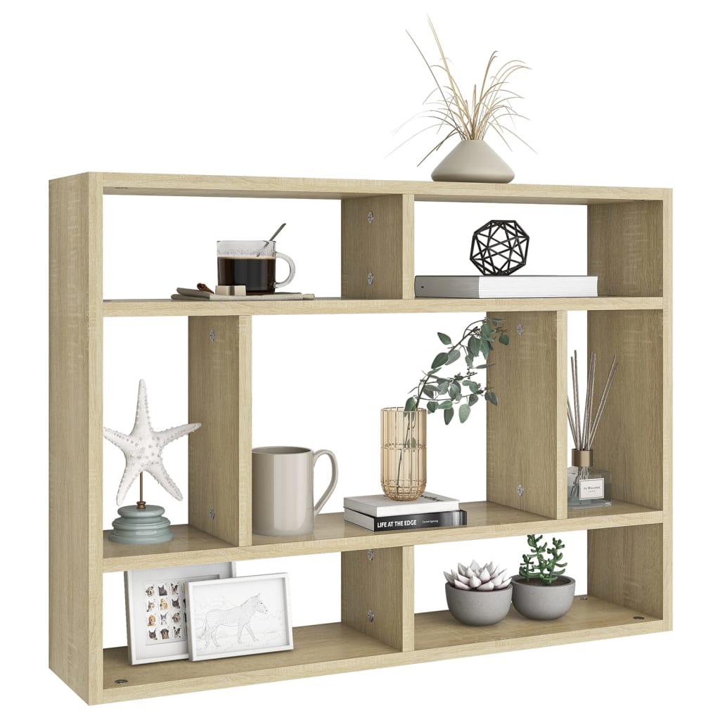 vidaXL Wall Shelf Sonoma Oak 75x16x55 cm Engineered Wood