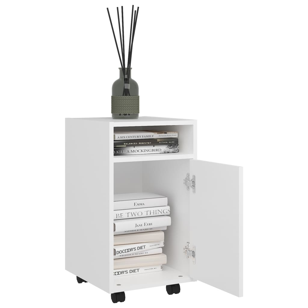 vidaXL Side Cabinet with Wheels White 33x38x60 cm Engineered Wood