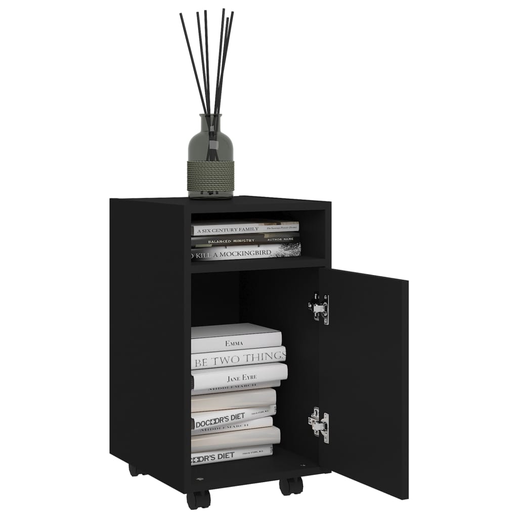 vidaXL Side Cabinet with Wheels Black 33x38x60 cm Engineered Wood