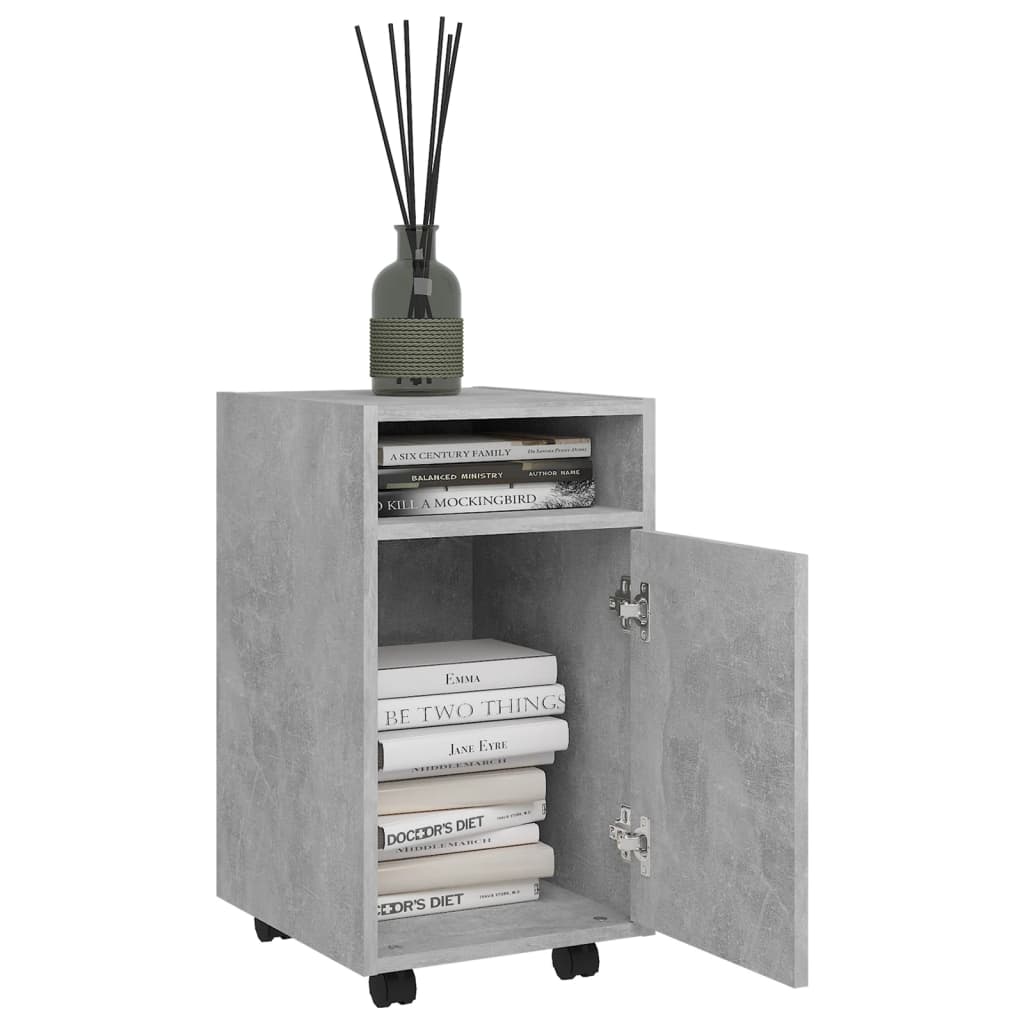 vidaXL Side Cabinet with Wheels Concrete Grey 33x38x60 cm Engineered Wood