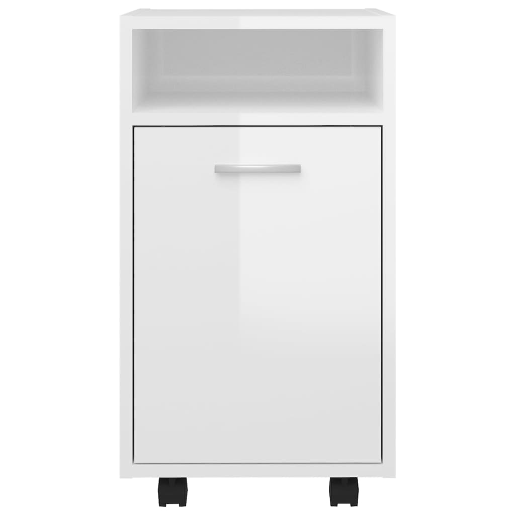 vidaXL Side Cabinet with Wheels High Gloss White 33x38x60 cm Engineered Wood