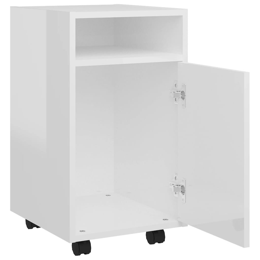 vidaXL Side Cabinet with Wheels High Gloss White 33x38x60 cm Engineered Wood