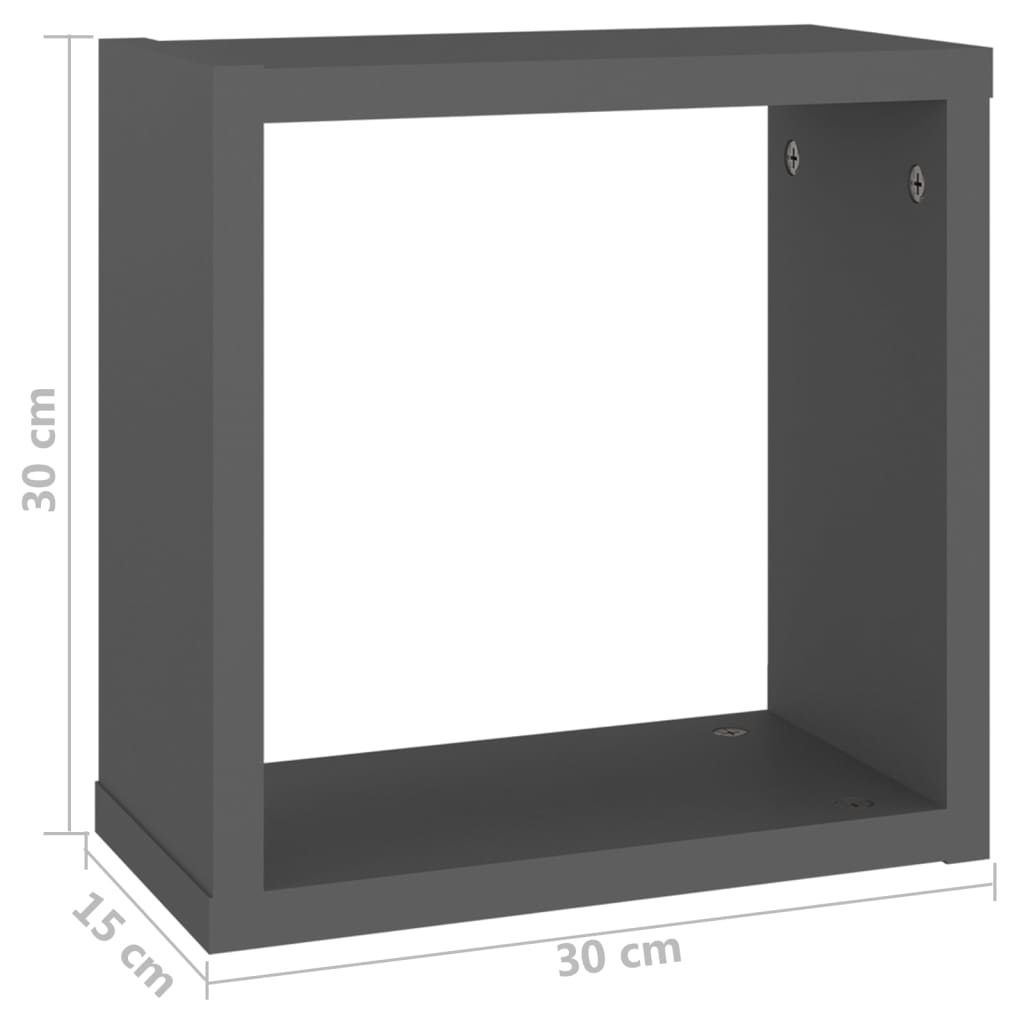 Wandkubusplanken 6 stuks Grijs 30x15x30 cm