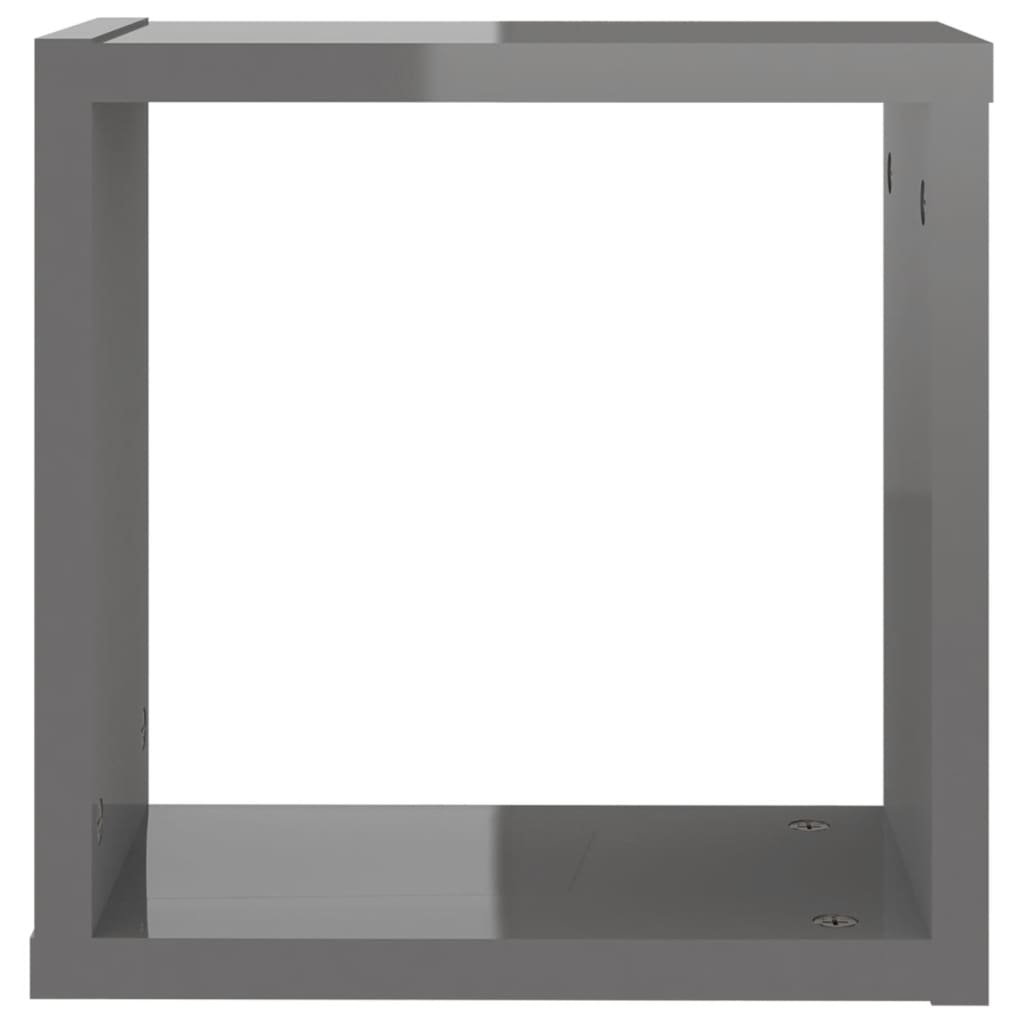 Étagères murales cubiques 2 pcs Gris brillant 30x15x30 cm