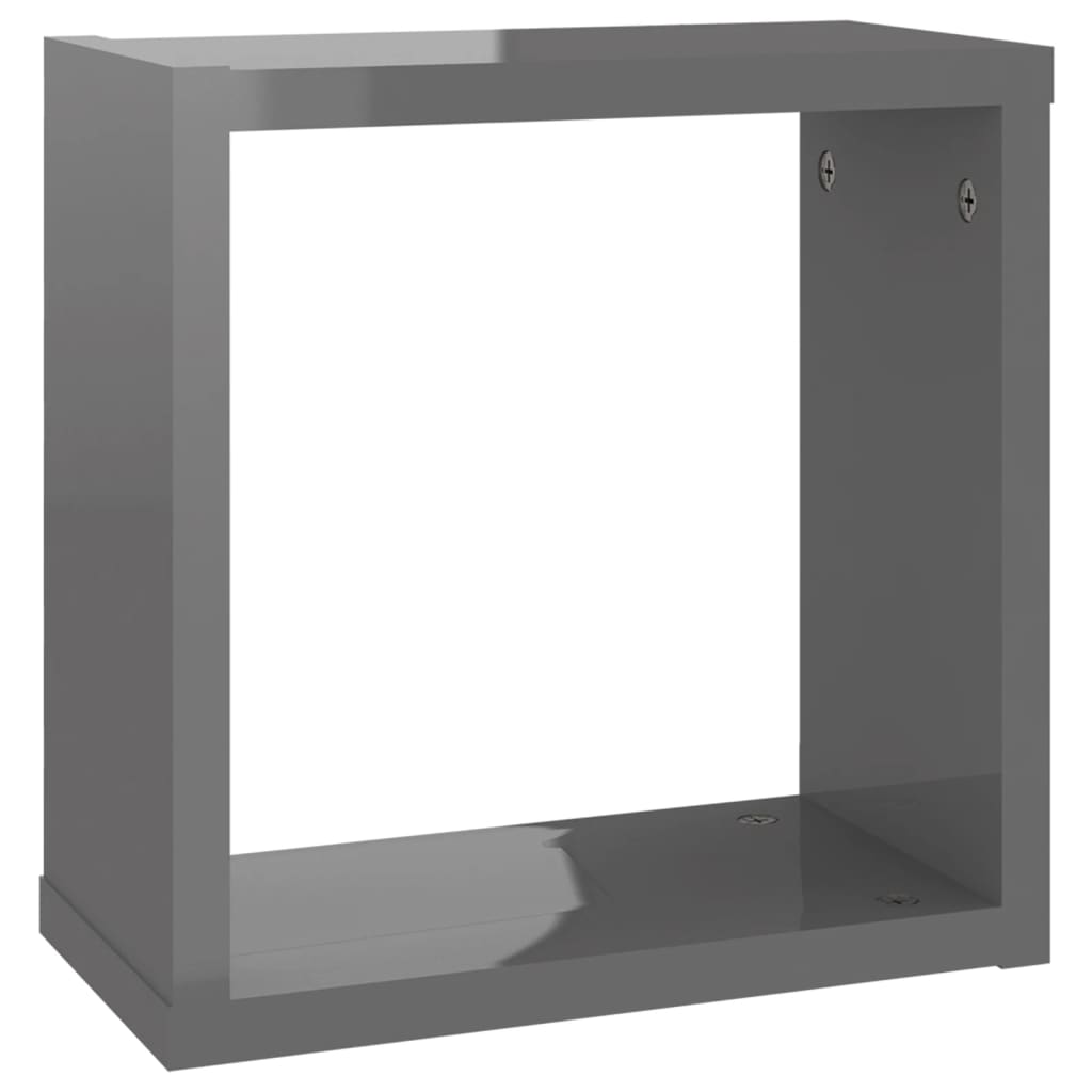 vidaXL Wall Cube Shelves 4 pcs High Gloss Grey 30x15x30 cm