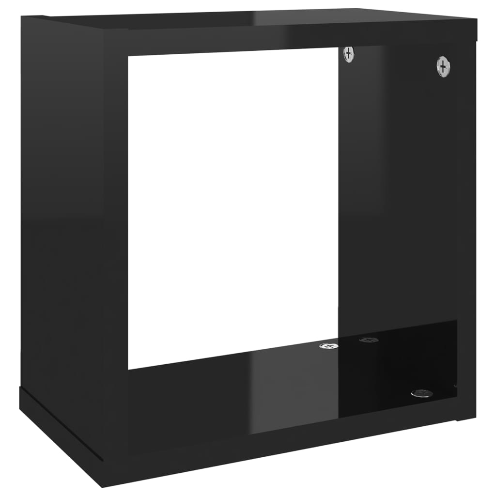 vidaXL Wall Cube Shelves 6 pcs High Gloss Black 26x15x26 cm