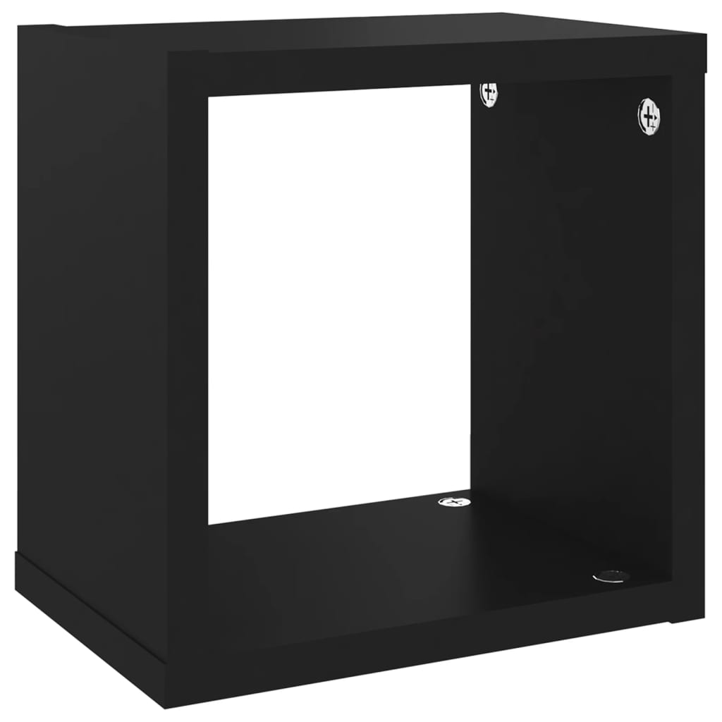 vidaXL Wall Cube Shelves 4 pcs Black 22x15x22 cm