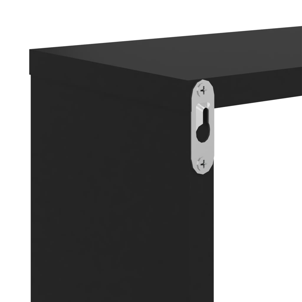 vidaXL Wall Cube Shelves 4 pcs Black 22x15x22 cm