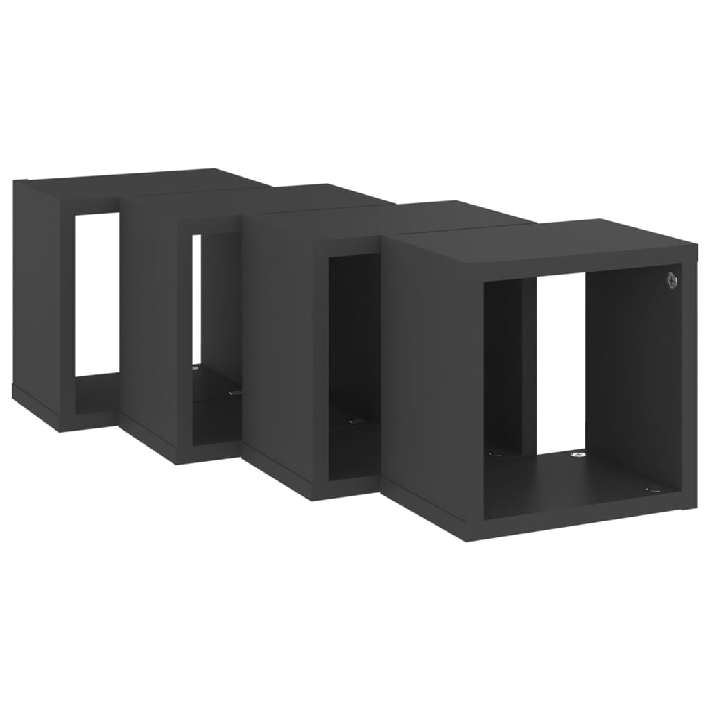 vidaXL Wall Cube Shelves 4 pcs Grey 22x15x22 cm