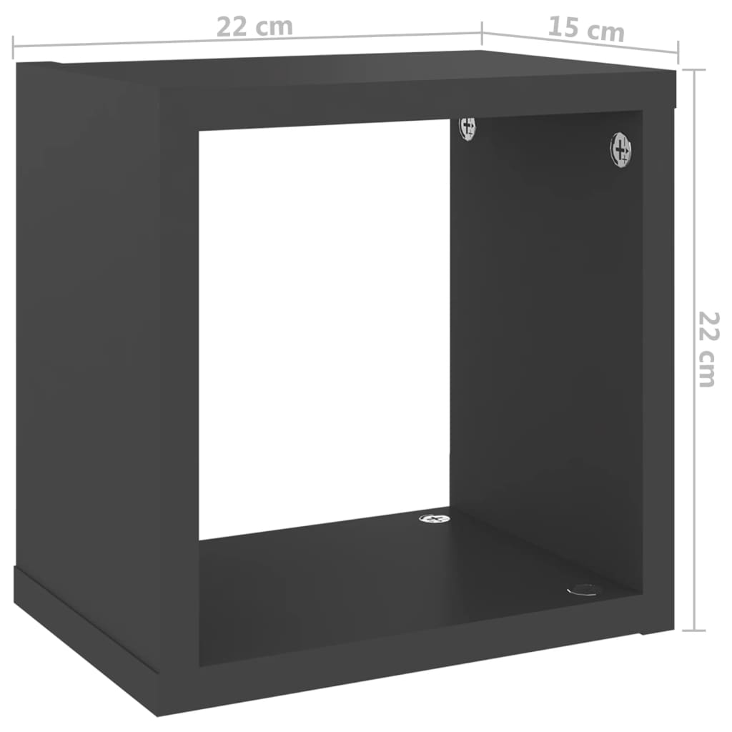 Wandkubusplanken 4 stuks Grijs 22x15x22 cm