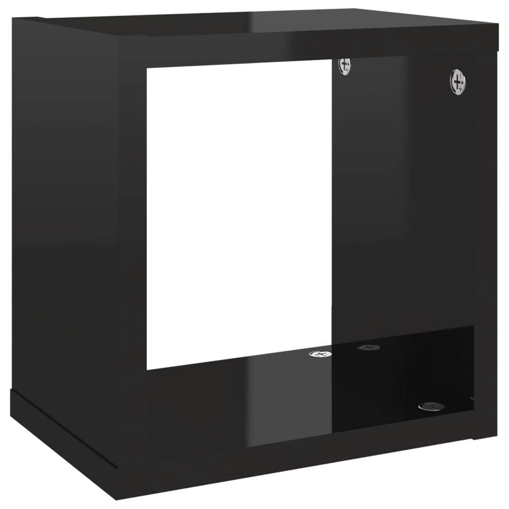 vidaXL Wall Cube Shelves 4 pcs High Gloss Black 22x15x22 cm