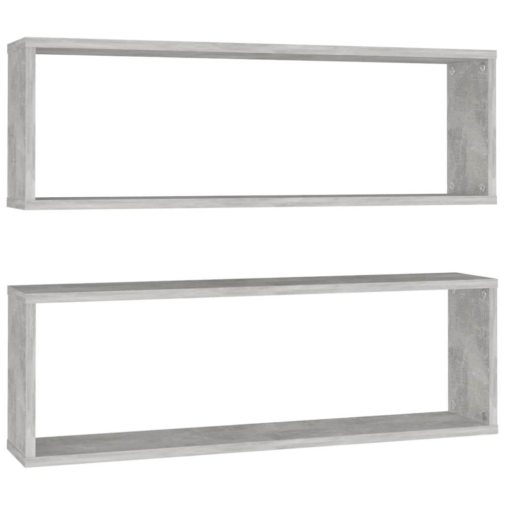 vidaXL Wall Cube Shelf 2 pcs Concrete Grey 80x15x26.5 cm Engineered Wood