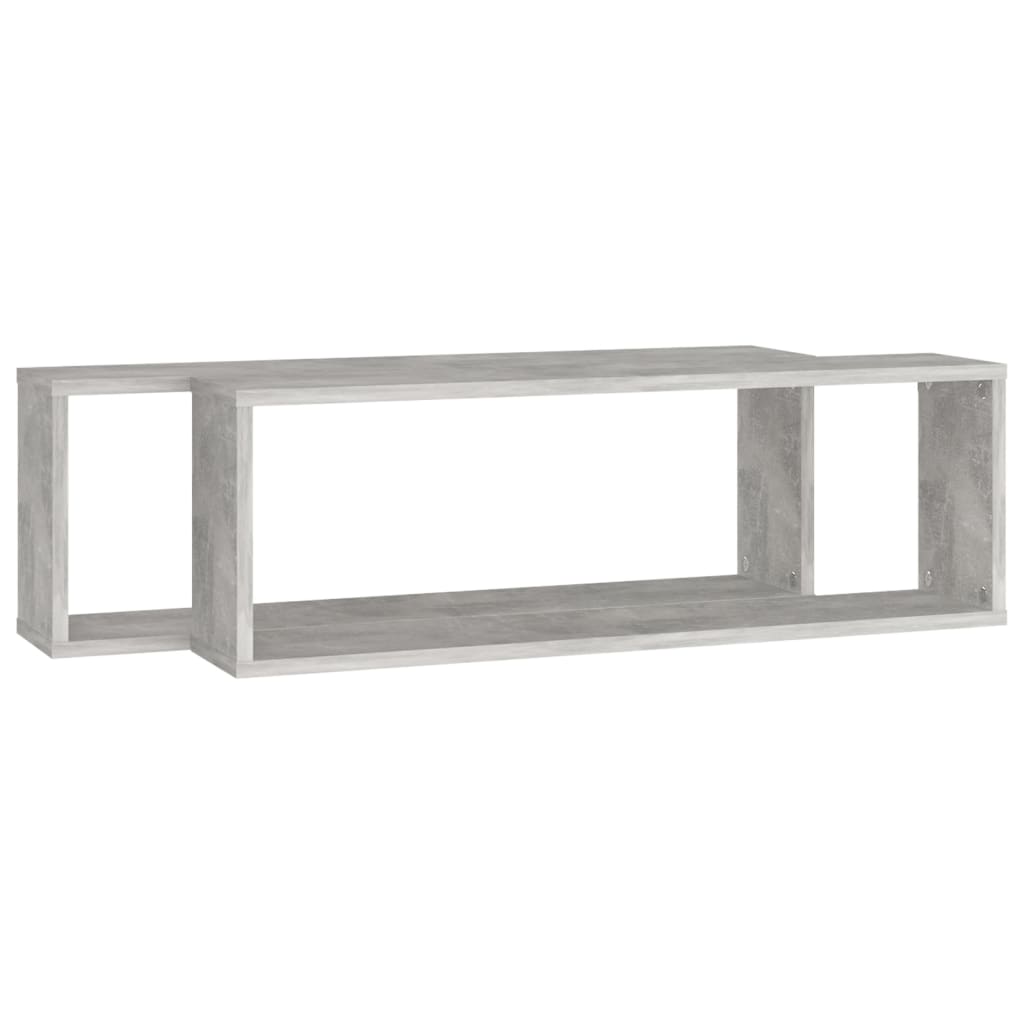 Étagère Cube Murale 2 pcs Béton Gris 80x15x26,5 cm Bois d'ingénierie