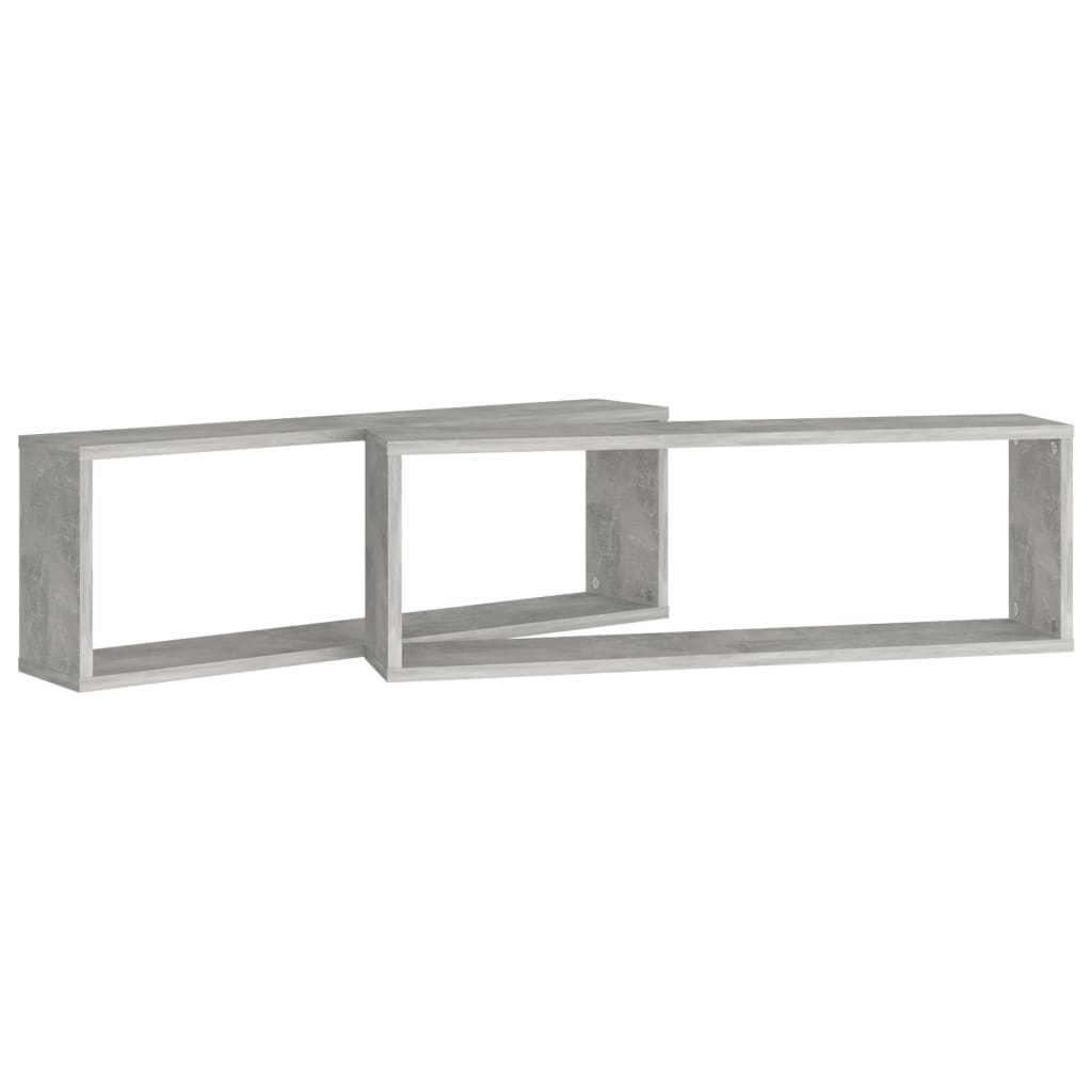 vidaXL Wall Cube Shelf 2 pcs Concrete Grey 80x15x26.5 cm Engineered Wood