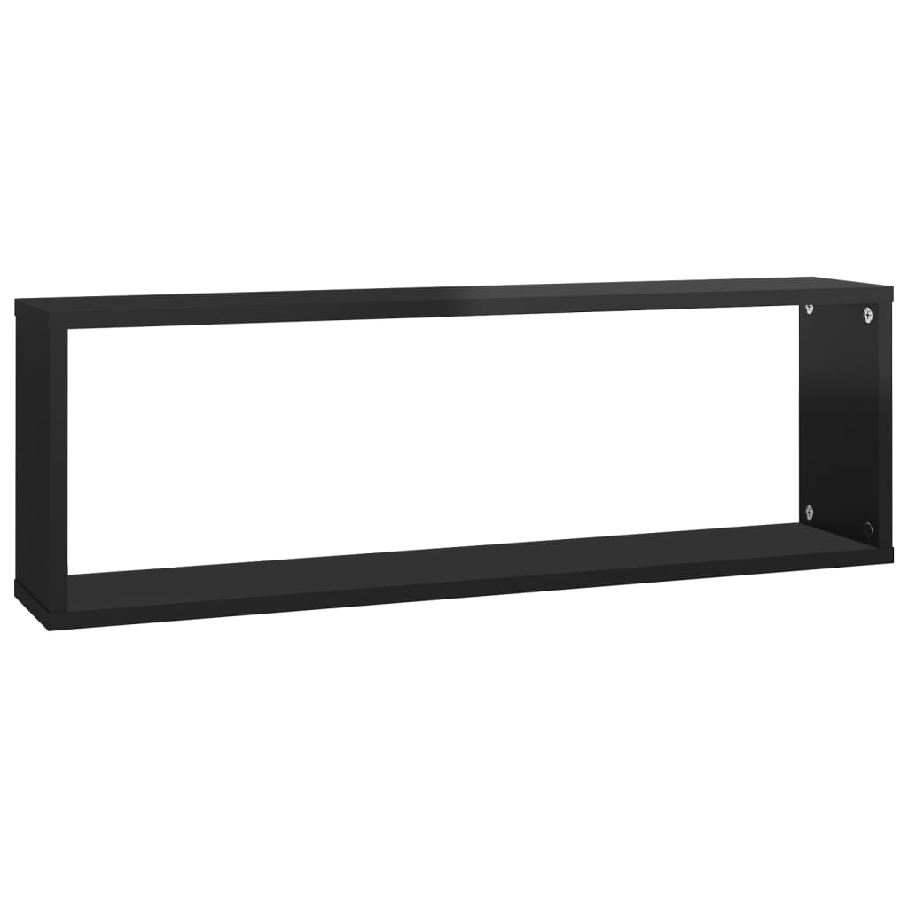 vidaXL Wall Cube Shelf 4 pcs High Gloss Black 80x15x26.5cm Engineered Wood