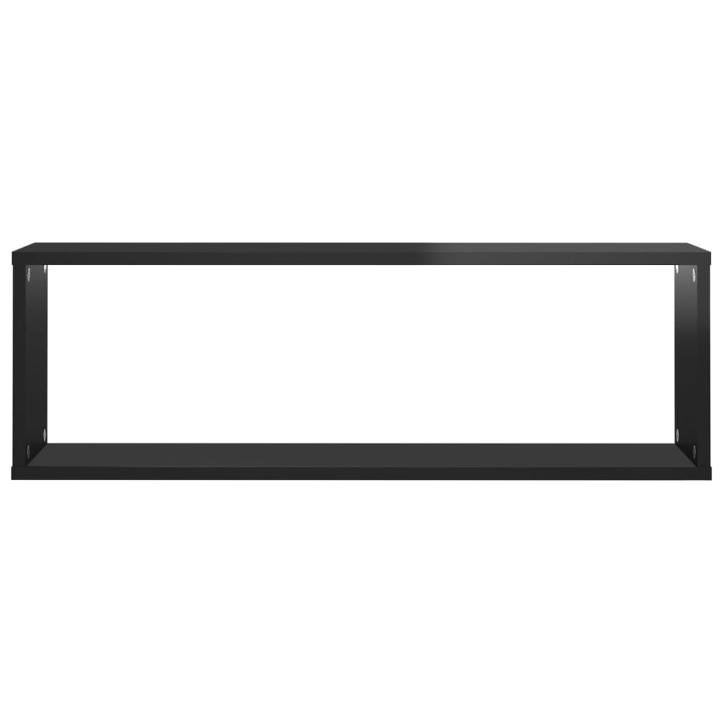 vidaXL Wall Cube Shelf 4 pcs High Gloss Black 80x15x26.5cm Engineered Wood