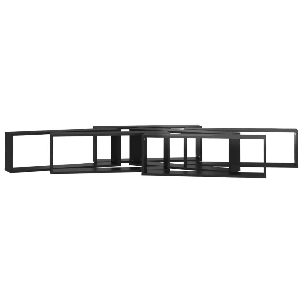 vidaXL Wall Cube Shelf 6 pcs High Gloss Black 80x15x26.5cm Engineered Wood