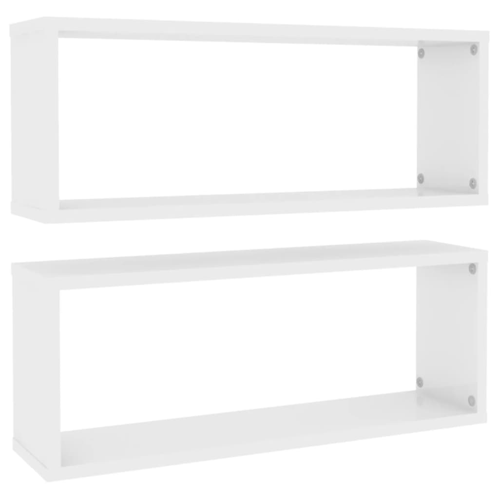 Étagère Cube Murale 2 pcs Blanc Brillant 60x15x23 cm Bois d'ingénierie