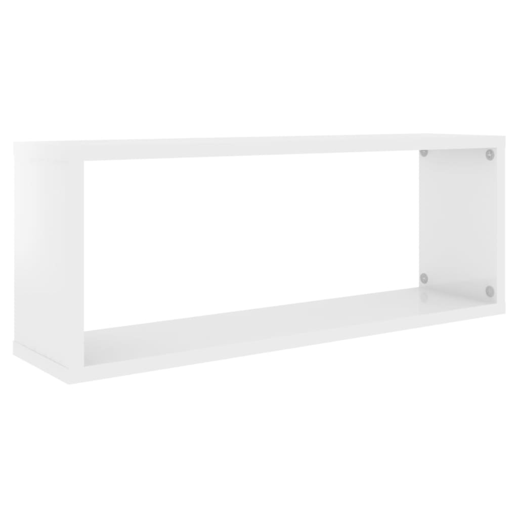 Étagère Cube Murale 2 pcs Blanc Brillant 60x15x23 cm Bois d'ingénierie